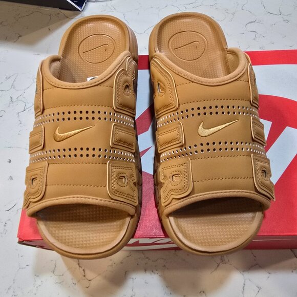 Nike Air More Uptempo Slide Brown Flax FZ3116 200 Mens Size 10 NEW - Picture 5 of 14